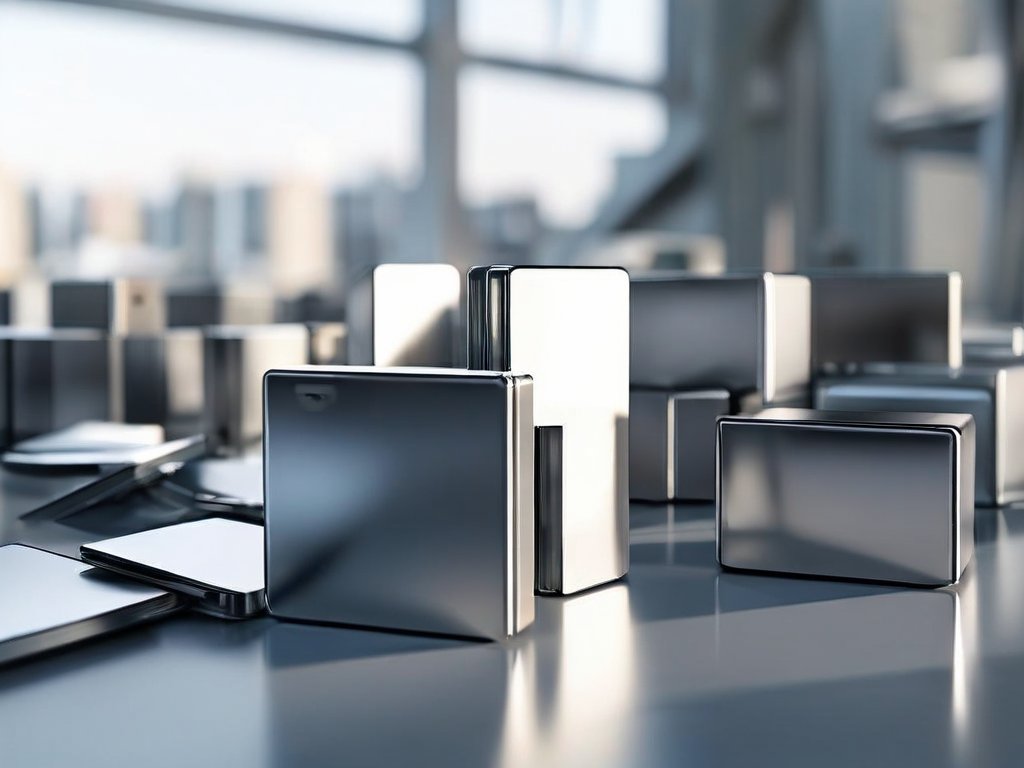 Brushed metal surface holds compact storage blocks and blank divider cards, representing organized Wi-Fi band separation in...